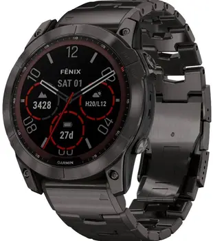 Смарт-годинник Garmin Fenix 7X Sapphire Solar C. Grey DLC Titanium w. Carbon Grey DLC Vented T. Band (010-02541-27)