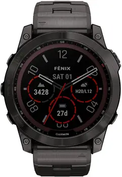 Смарт-годинник Garmin Fenix 7X Sapphire Solar C. Grey DLC Titanium w. Carbon Grey DLC Vented T. Band (010-02541-27)