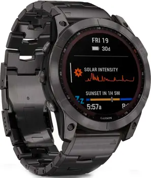 Смарт-годинник Garmin Fenix 7X Sapphire Solar C. Grey DLC Titanium w. Carbon Grey DLC Vented T. Band (010-02541-27)