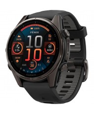 Смарт-годинник Garmin Fenix 8 43mm AMOLED Sapphire Carbon Gray DLC Tit. w. Black/Pebble Gray S. Band (010-02903-20/21)