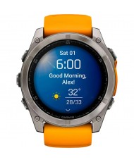 Смарт-годинник Garmin Fenix 8 51mm AMOLED Sapphire Titanium w. Spark Orange/Graphite Silicone Band (010-02905-10/11)