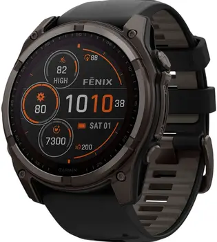 Смарт-часы Garmin Fenix 8 51mm Solar Sapphire Carbon Gray DLC Titanium w. Black/Pebble Gray S. Band (010-02907-10/11) 