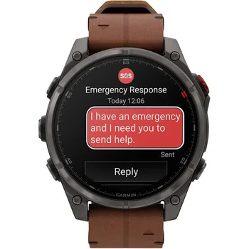 Смарт-часы Garmin Fenix 8 Pro 47 mm AMOLED Carbon Gray DLC Titanium with Chestnut Leather Band (010-03198-40)