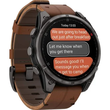 Смарт-часы Garmin Fenix 8 Pro 47 mm AMOLED Carbon Gray DLC Titanium with Chestnut Leather Band (010-03198-40)