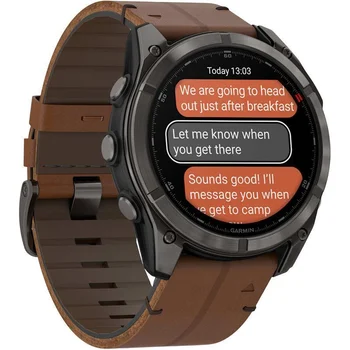 Смарт-часы Garmin Fenix 8 Pro 51 mm AMOLED Carbon Gray DLC Titanium with Chestnut Leather Band (010-03199-40)