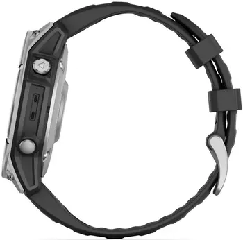 Смарт-годинник Garmin Fenix E 47mm AMOLED Stainless Steel with Black Silicone Band (010-03025-02/00)