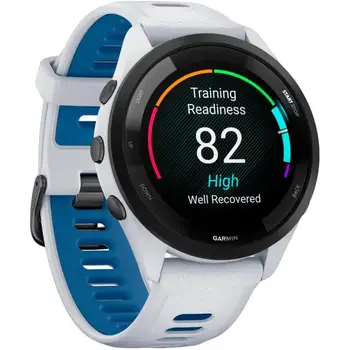 Смарт-годинник Garmin Forerunner 265 Black Bezel with Whitestone Case and Whitestone/Tidal Blue Silicone Band (010-02810-51) (UA)