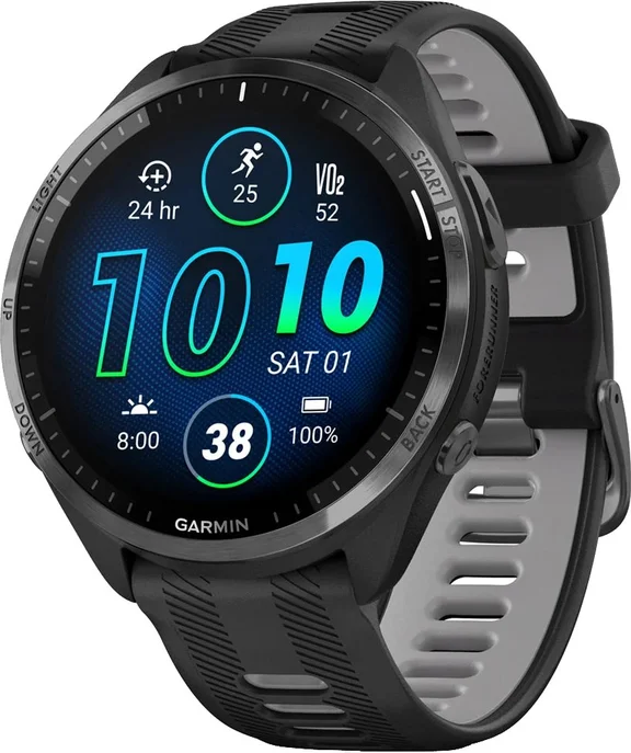 Смарт-годинник Garmin Forerunner 965 Carbon Gray Titanium Bezel w. Blk Case Blk/Powder Gray S. Band (010-02809-00/10/80)