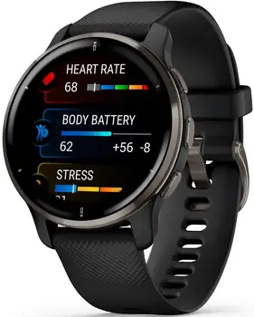 Смарт-годинник Garmin Venu 2 Plus Slate S. Steel Bezel w. Black Case and S. Band (010-02496-01/11/51)