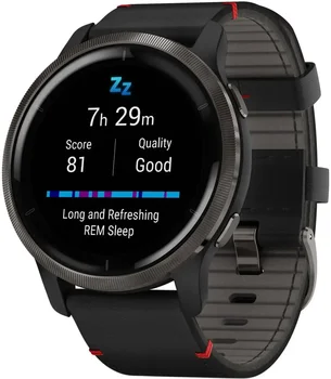 Смарт-годинник Garmin Venu 2 Slate with Black Leather Band (010-02430-21)