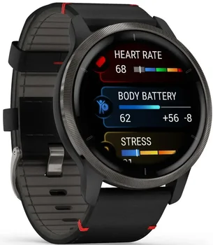 Смарт-годинник Garmin Venu 2 Slate with Black Leather Band (010-02430-21)