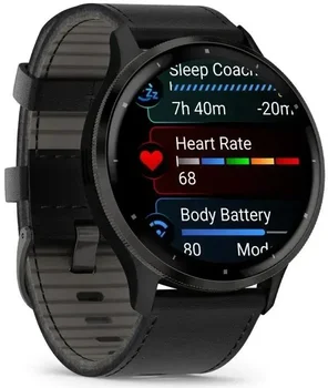 Смарт-часы Garmin Venu 3 Slate S. Steel Bezel w. Black Case and Leather Band (010-02784-52/02)