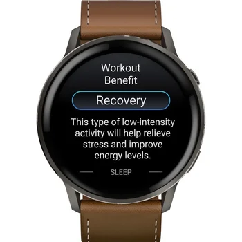 Смарт-годинник Garmin Venu 4 45 mm Slate with Brown Leather Band (010-03014-03)