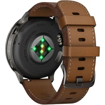 Смарт-годинник Garmin Venu 4 45 mm Slate with Brown Leather Band (010-03014-03)