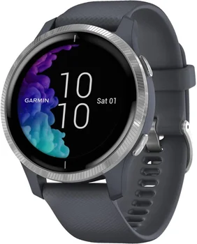 Смарт-годинник Garmin Venu Silver Stainless Steel Bezel w. Granite Blue and Silicone B. (010-02173-01/03)