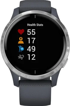 Смарт-годинник Garmin Venu Silver Stainless Steel Bezel w. Granite Blue and Silicone B. (010-02173-01/03)