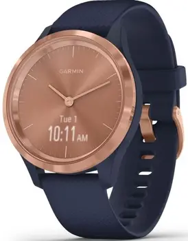 Смарт-годинник Garmin Vivomove 3s Rose Gold Stainless Steel Bezel w. Navy and Silicone B. (010-02238-03)