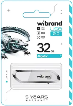Флеш-накопичувач Wibrand USB 2.0 Aligator 32GB White (WI2.0/AL32U7W)