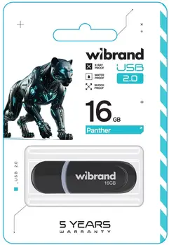 Флеш-накопичувач Wibrand USB 2.0 Panther 16GB Black (WI2.0/PA16P2B)