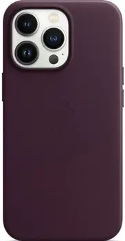 Чохол Leather Case with MagSafe для iPhone 13 Pro Max Dark Cherry