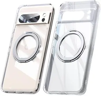 Чохол TPU+PC with 360 Rotation Magnetic Ring Google Pixel 8 Pro Transparent