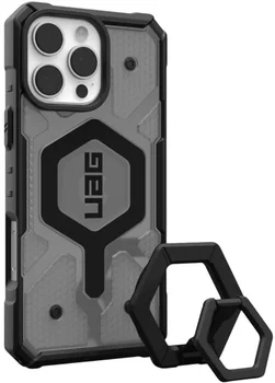 Чохол URBAN ARMOR GEAR iPhone 16 Pro Max, Pathfinder Clear Magsafe, Ash/Black Stand (1144651BV02)