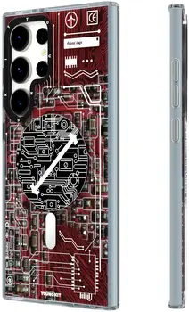Чехол Youngkit Samsung Galaxy S23 Ultra Futuristic Circuit Magsafe case Red