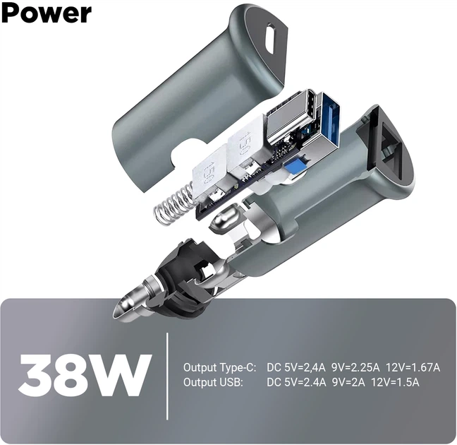 Автомобільний зарядний пристрій ArmorStandart USB Type-C PD20W + USB QC 3.0 Grey + кабель Lightning (ARM82460) — фото 2