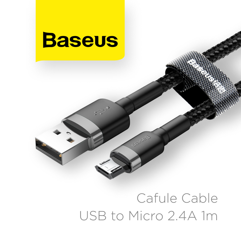 Кабель Baseus USB to microUSB Cafule 1m Grey/Black (CAMKLF-BG1) — фото 1