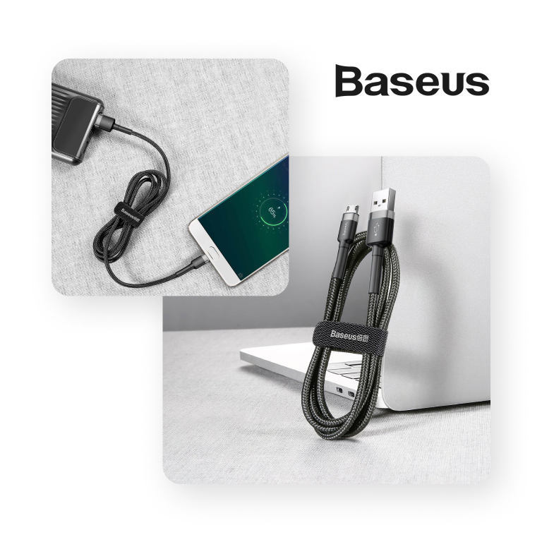 Кабель Baseus USB to microUSB Cafule 1m Grey/Black (CAMKLF-BG1) — фото 3
