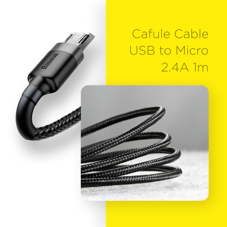 Кабель Baseus USB to microUSB Cafule 1m Grey/Black (CAMKLF-BG1) — фото 4