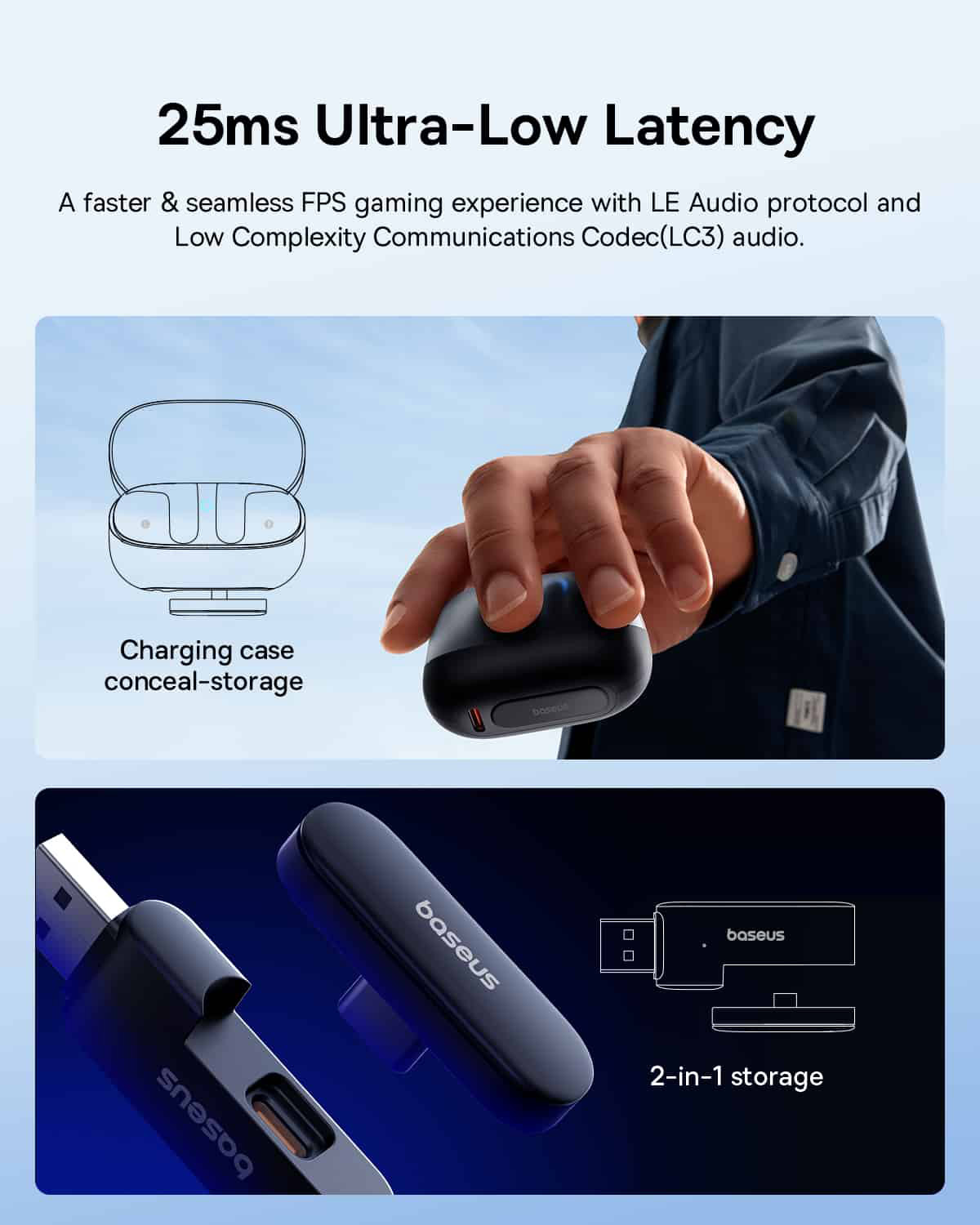 Навушники TWS Baseus AeQur G10 Black — фото 3